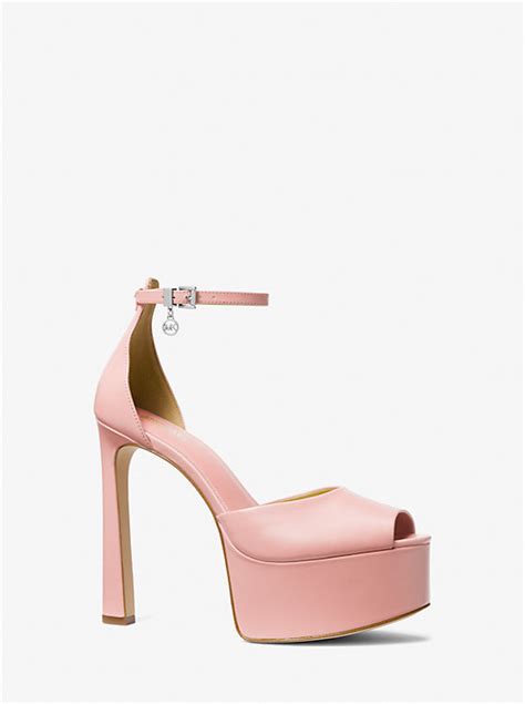 martina leather peep-toe platform pump